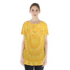 Wave Lines Yellow Skirt Hem Sports Top