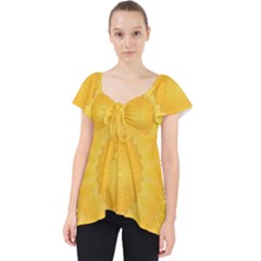 Wave Lines Yellow Lace Front Dolly Top by HermanTelo