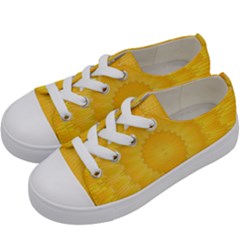 Wave Lines Yellow Kids  Low Top Canvas Sneakers