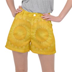 Wave Lines Yellow Ripstop Shorts by HermanTelo