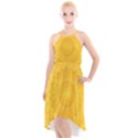 Wave Lines Yellow High-Low Halter Chiffon Dress  View1
