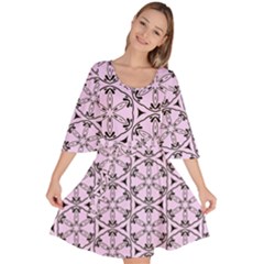 Texture Tissue Seamless Flower Velour Kimono Dress