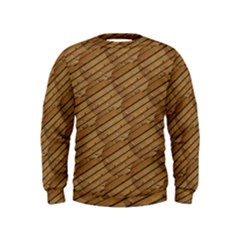Wood Texture Wooden Kids  Sweatshirt by HermanTelo