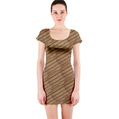 Wood Texture Wooden Short Sleeve Bodycon Dress