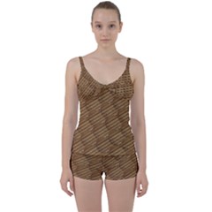Wood Texture Wooden Tie Front Two Piece Tankini