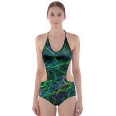 Shining Lines Light Stripes Cut-out One Piece Swimsuit