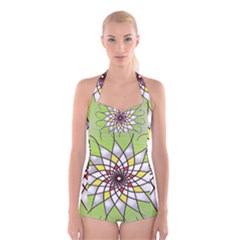 Mandala Model Figure Graphics Boyleg Halter Swimsuit  by Pakrebo