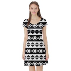 Ethnic Tribal Pattern Short Sleeve Skater Dress