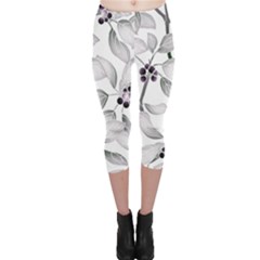 Floral Pattern Background Capri Leggings  by Pakrebo