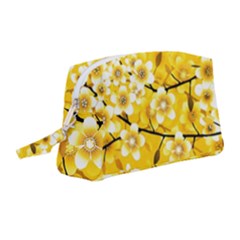 Floral Pattern Background Yellow Wristlet Pouch Bag (medium) by Pakrebo