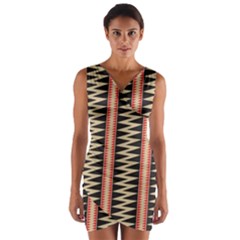 Zigzag Tribal Ethnic Background Wrap Front Bodycon Dress