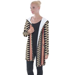 Zigzag Tribal Ethnic Background Longline Hooded Cardigan