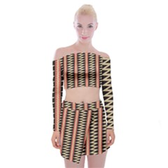 Zigzag Tribal Ethnic Background Off Shoulder Top With Mini Skirt Set