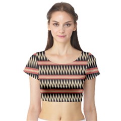 Zigzag Ethnic Pattern Background Short Sleeve Crop Top