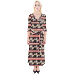 Zigzag Ethnic Pattern Background Quarter Sleeve Wrap Maxi Dress