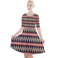 Zigzag Ethnic Pattern Background Quarter Sleeve A-line Dress