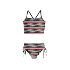 Zigzag Ethnic Pattern Background Girls  Tankini Swimsuit