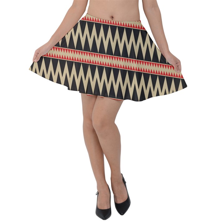 Zigzag Ethnic Pattern Background Velvet Skater Skirt