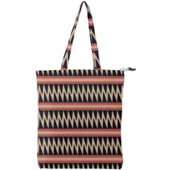 Zigzag Ethnic Pattern Background Double Zip Up Tote Bag