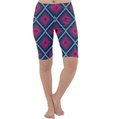 Purple Textile And Fabric Pattern Cropped Leggings 