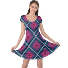 Purple Textile And Fabric Pattern Cap Sleeve Dress