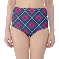 Purple Textile And Fabric Pattern Classic High-waist Bikini Bottoms