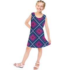 Purple Textile And Fabric Pattern Kids  Tunic Dress