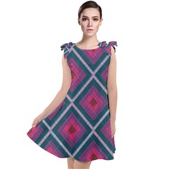 Purple Textile And Fabric Pattern Tie Up Tunic Dress