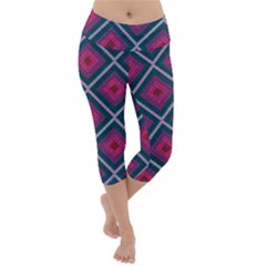 Purple Textile And Fabric Pattern Lightweight Velour Capri Yoga Leggings