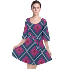 Purple Textile And Fabric Pattern Velour Kimono Dress
