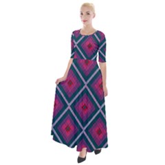 Purple Textile And Fabric Pattern Half Sleeves Maxi Dress