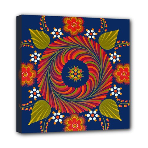Hungarian Mandala Flower Mini Canvas 8  X 8  (stretched)