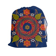 Hungarian Mandala Flower Drawstring Pouch (xxl) by Pakrebo