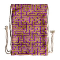 Gold Purple Abstract Background Drawstring Bag (large)