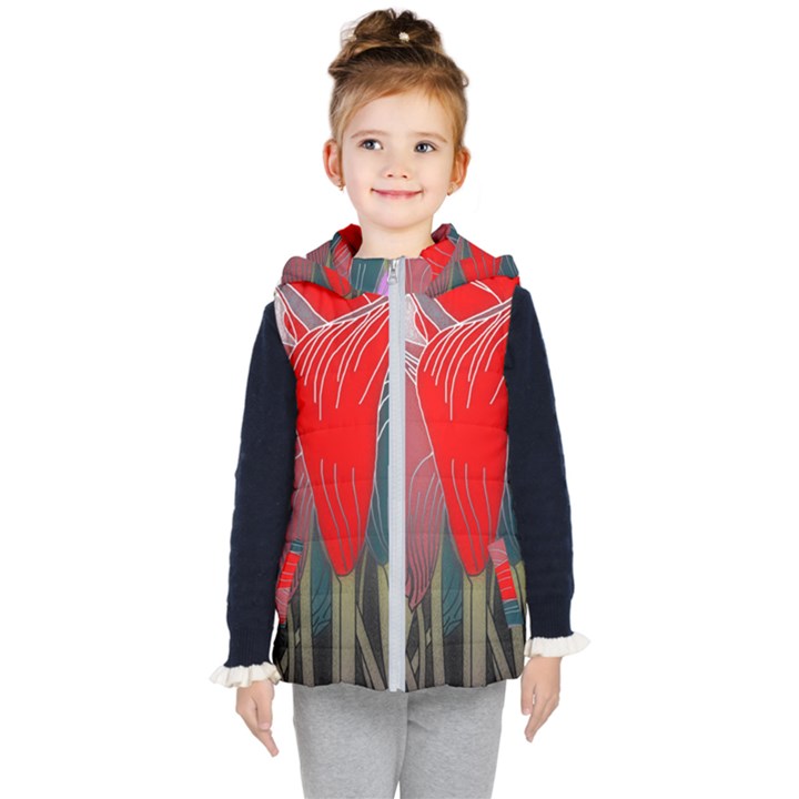 Floral Pattern Background Texture Kids  Hooded Puffer Vest