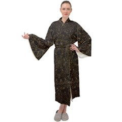 Floral Flowers Flourish Decorative Maxi Tie Front Velour Kimono by Pakrebo