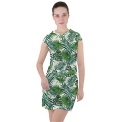 Leaves Tropical Wallpaper Foliage Drawstring Hooded Dress by Pakrebo