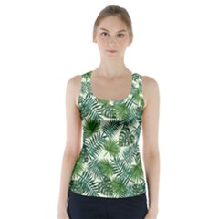 Leaves Tropical Wallpaper Foliage Racer Back Sports Top by Pakrebo