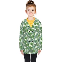 Leaves Tropical Wallpaper Foliage Kids  Double Breasted Button Coat by Pakrebo