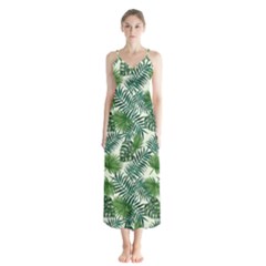 Leaves Tropical Wallpaper Foliage Button Up Chiffon Maxi Dress by Pakrebo