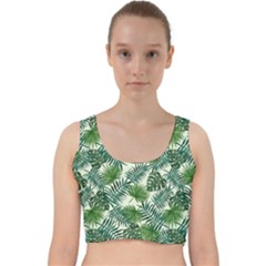 Leaves Tropical Wallpaper Foliage Velvet Racer Back Crop Top by Pakrebo