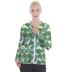 Leaves Tropical Wallpaper Foliage Casual Zip Up Jacket by Pakrebo