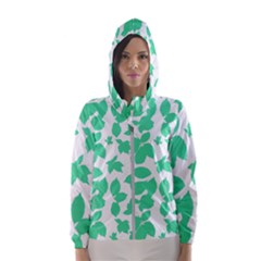 Botanical Motif Print Pattern Women s Hooded Windbreaker