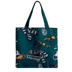 Slytherin Pattern Zipper Grocery Tote Bag by Sobalvarro