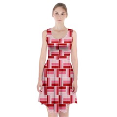 Burgundy Pattern Stripes Racerback Midi Dress