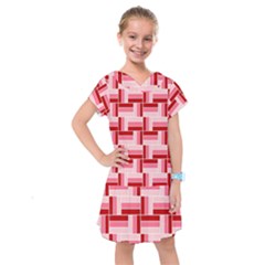 Burgundy Pattern Stripes Kids  Drop Waist Dress