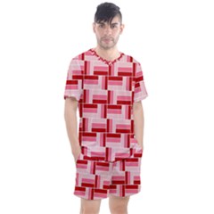 Burgundy Pattern Stripes Men s Mesh Tee And Shorts Set