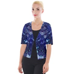 Blue Fractal Lace Tie Dye Cropped Button Cardigan by KirstenStar