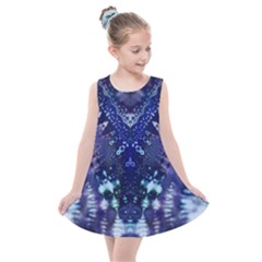 Blue Fractal Lace Tie Dye Kids  Summer Dress by KirstenStar