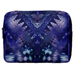 Blue Fractal Lace Tie Dye Make Up Pouch (large) by KirstenStar